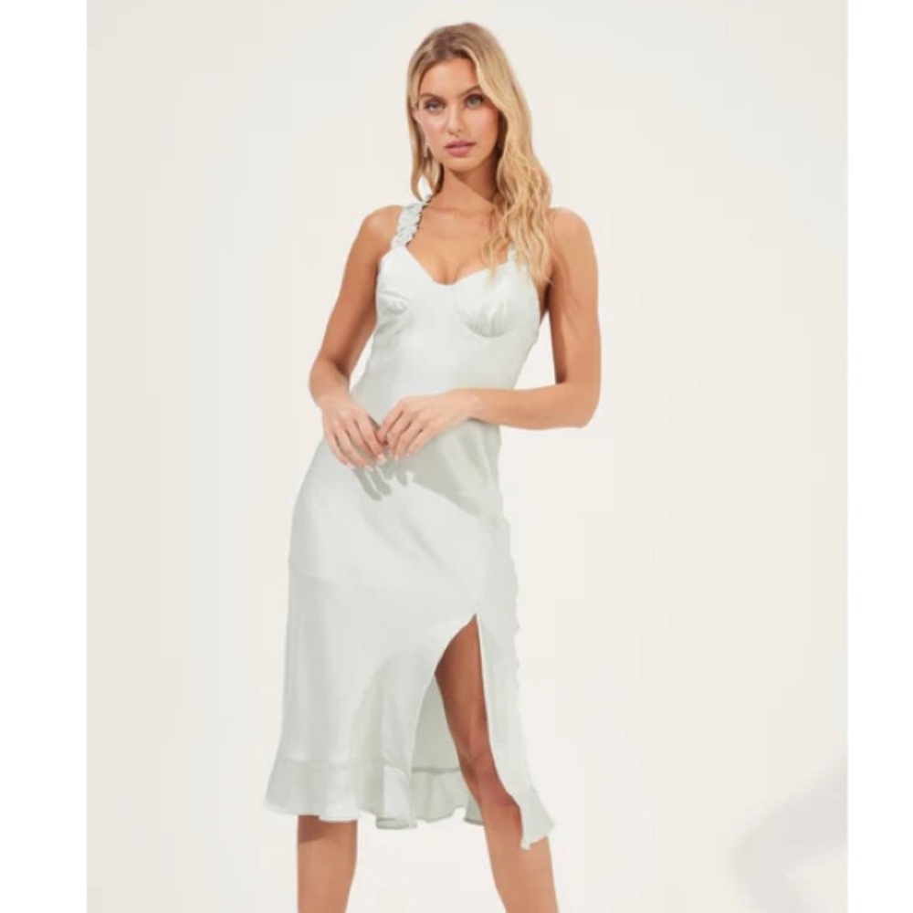 Cross-Back Ruffle Strap Astr Dress MINT - Small